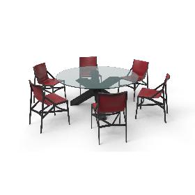 3D Cassina Dining Table Chair Set Black Glass Red model